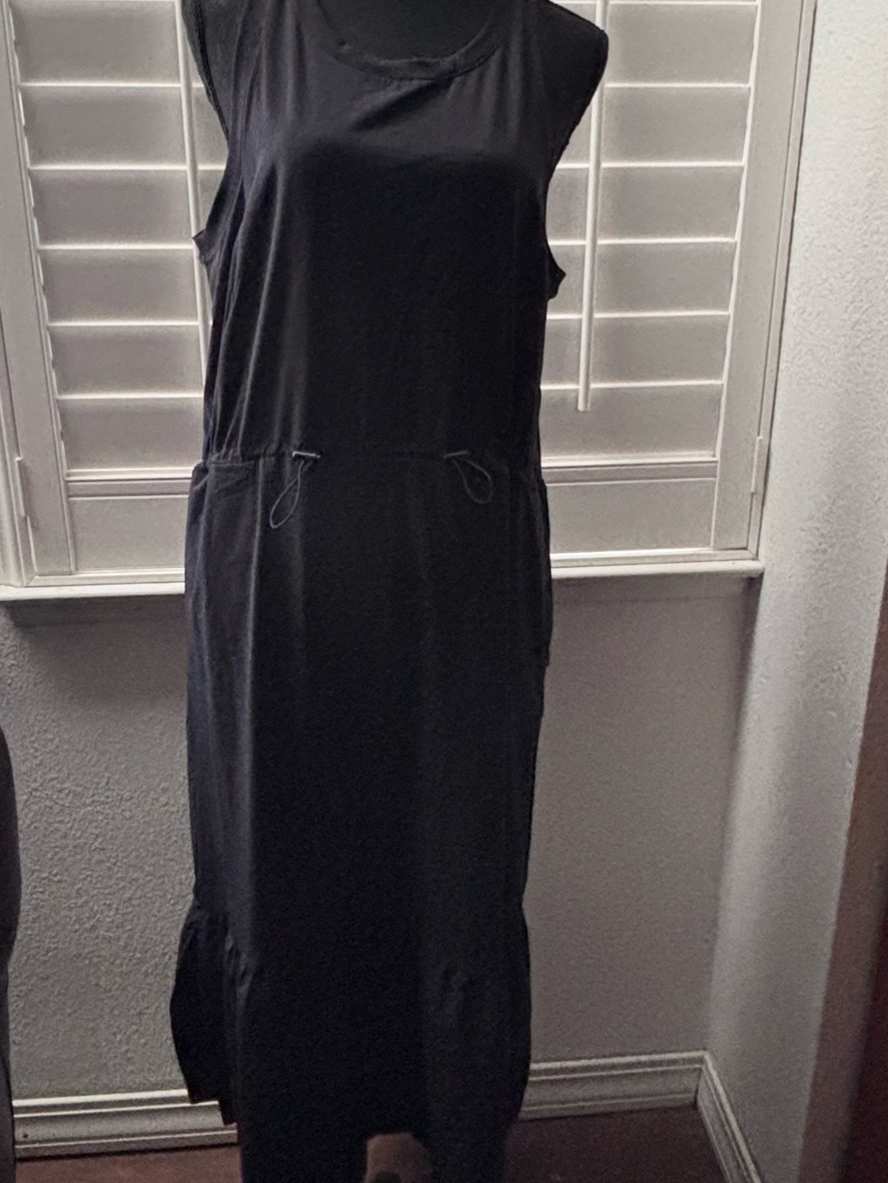 Zella Black Sleeveless Maxi Dress with Drawstring